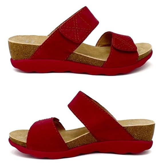 Dansko Maddie Double Strap Wedge Sandal Size 38 / 7.5-8 Nubuck Leather EUC - Picture 3 of 11